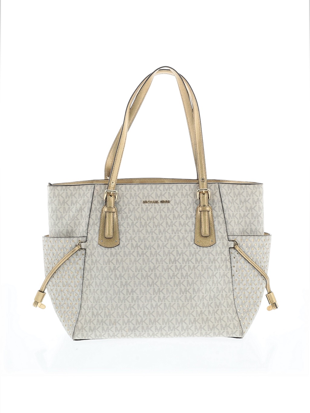 Michael Kors Beige Logo Tote With Gold Accents